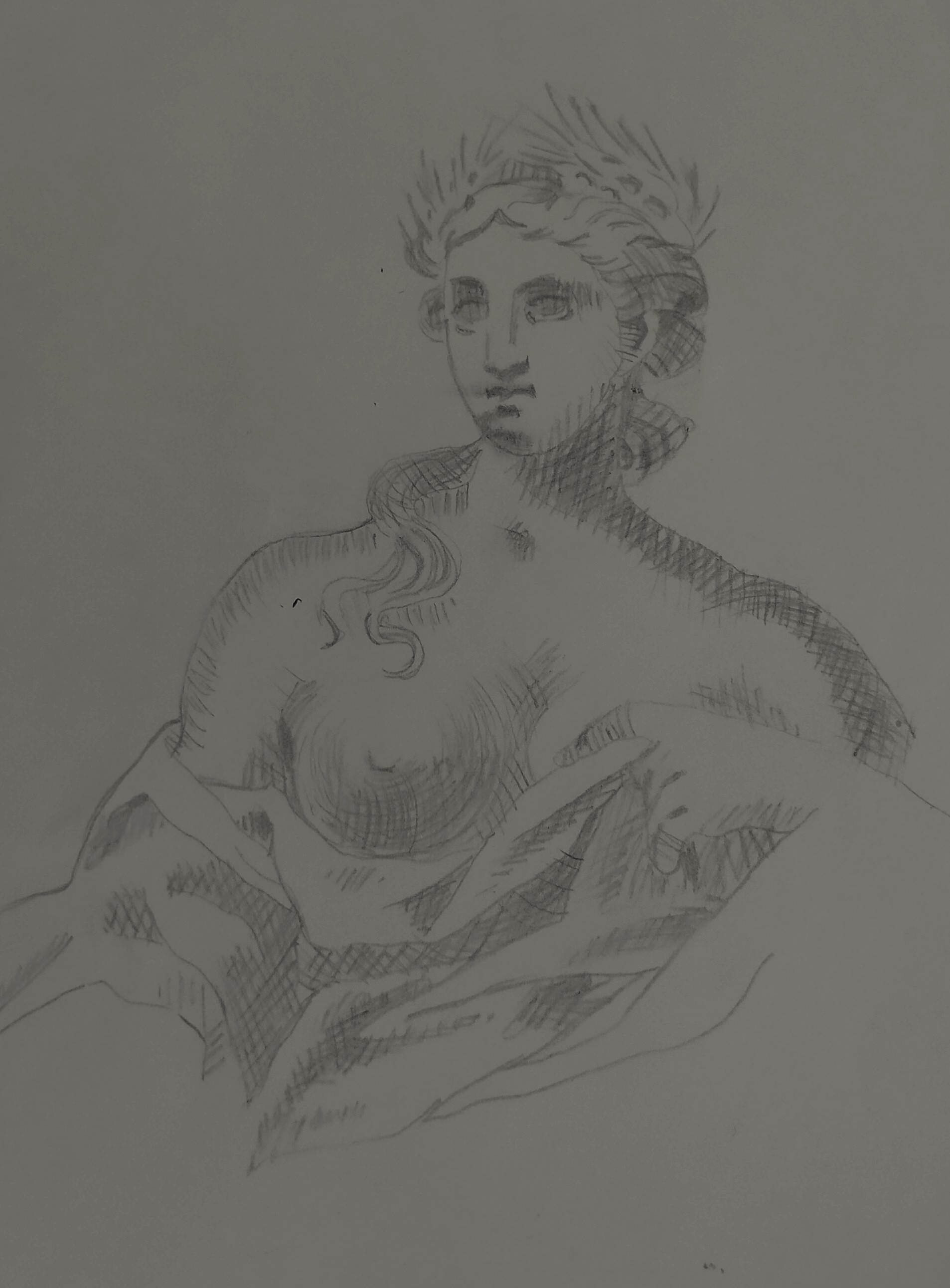 Étude d'un visage de profil réalisée au graphite